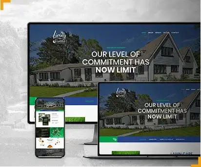 Responsive web design concept, showing a website displayed perfectly on desktop, tablet, and mobile screens.